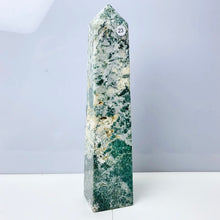 Load image into Gallery viewer, Moss Agate Crystal Tower Stone Meditation Spiritual Healing Crystals Feng Shui Room Decortion