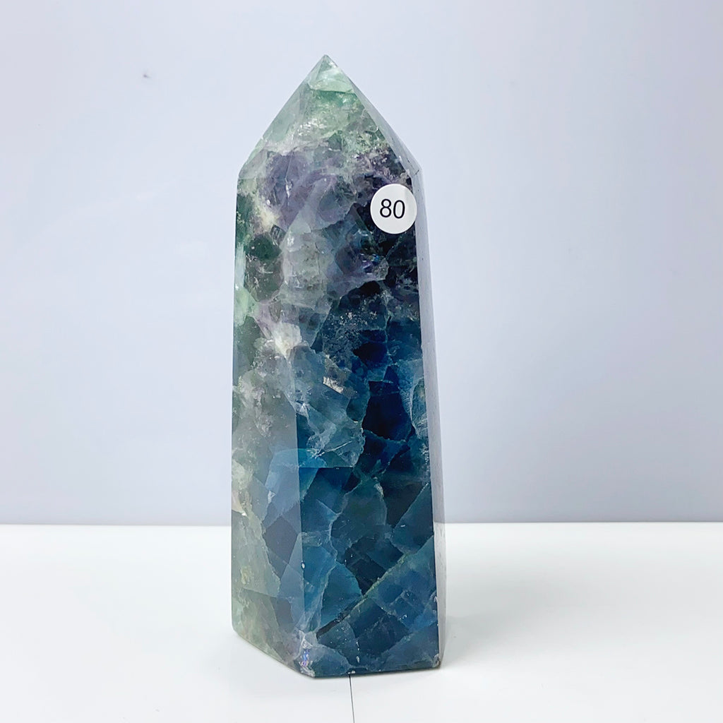 Silk Fluorite Tower Reiki Crystal Healing Energy Gemstone Quartz Home Ornaments