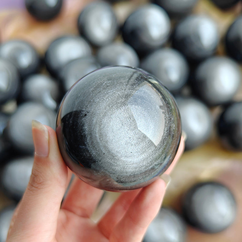 High Quality Silver Obsidian Spheres