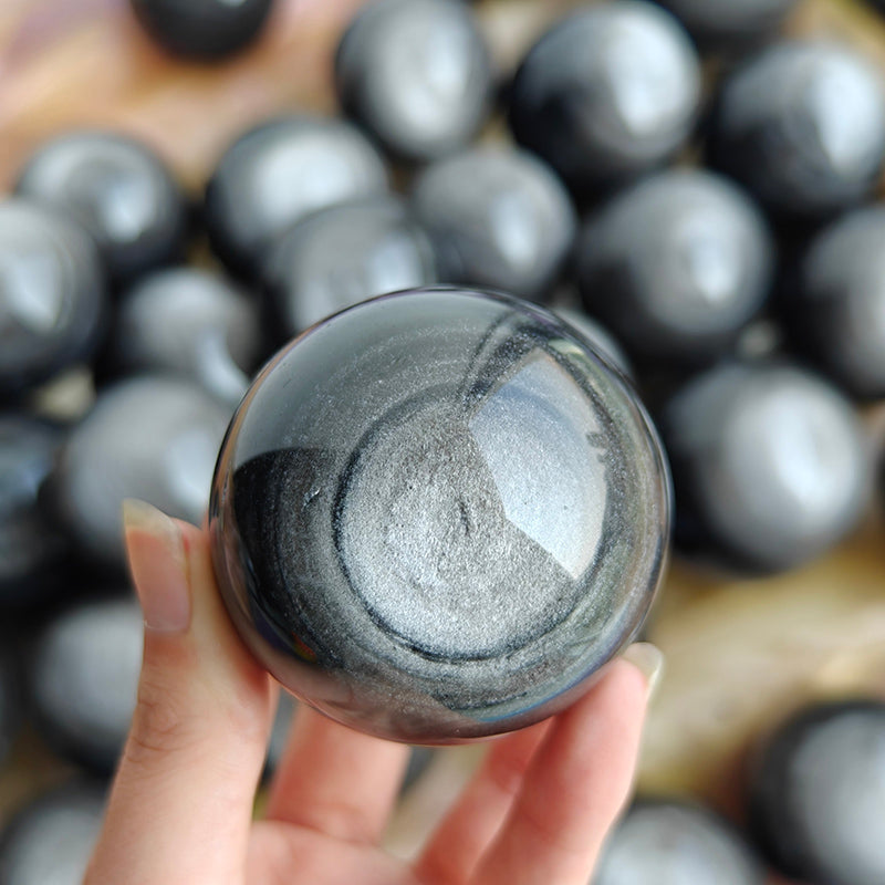 High Quality Silver Obsidian Spheres