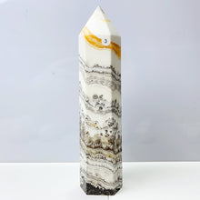 Load image into Gallery viewer, Plum Blossom Orange Calcite Tower Healing Energy Obelisk Reiki Quartz Home Decoration