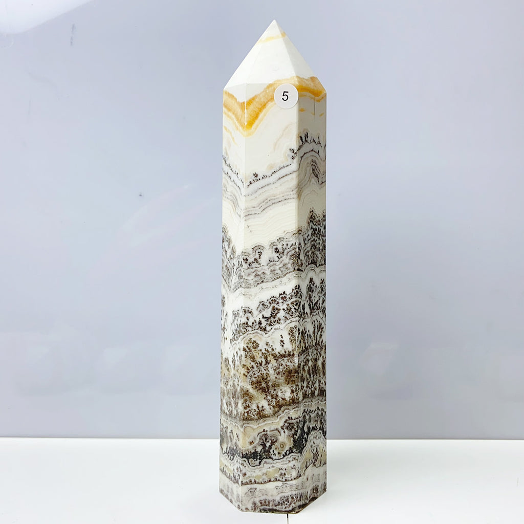 Plum Blossom Orange Calcite Tower Healing Energy Obelisk Reiki Quartz Home Decoration