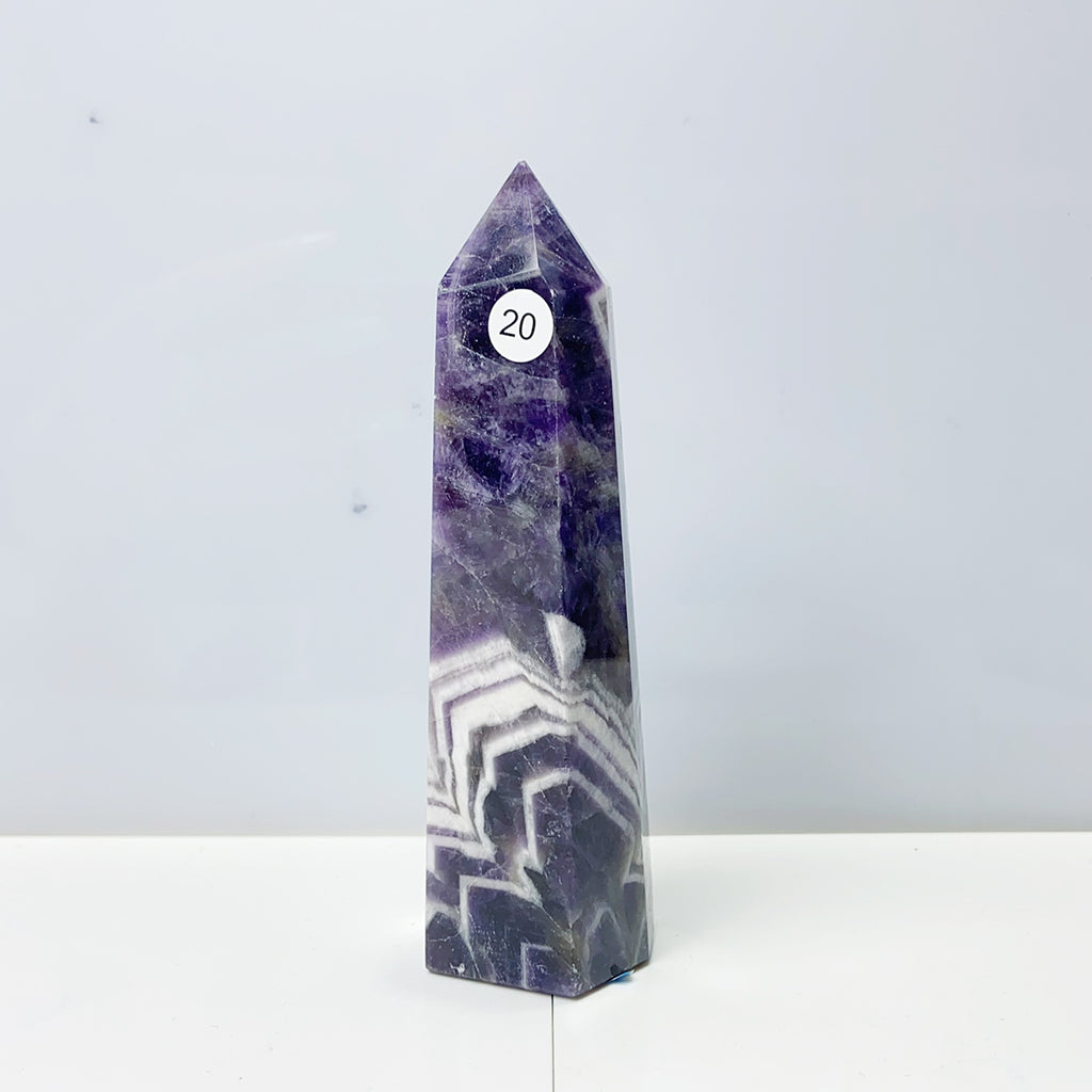Dream Amethyst Tower Crystal Wand Reiki Healing Energy Purple Gemstone Home Decoration