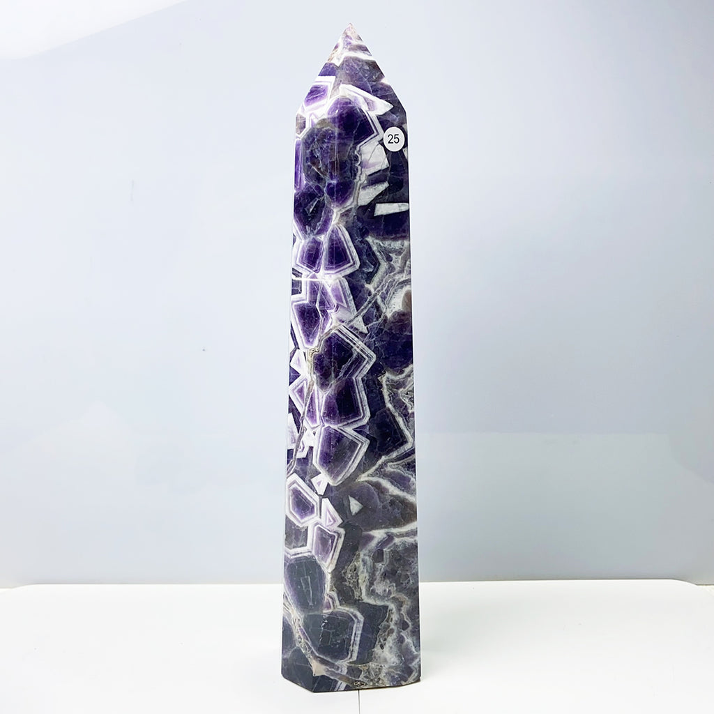 Dream Amethyst Tower Crystal Wand Reiki Healing Energy Purple Gemstone Home Decoration