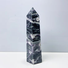 Load image into Gallery viewer, Purple Fluorite Root Tower Energy Quartz Reiki Wand Healing Meditation Home Decoration