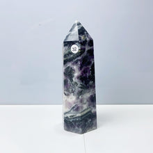 Load image into Gallery viewer, Purple Fluorite Root Tower Energy Quartz Reiki Wand Healing Meditation Home Decoration