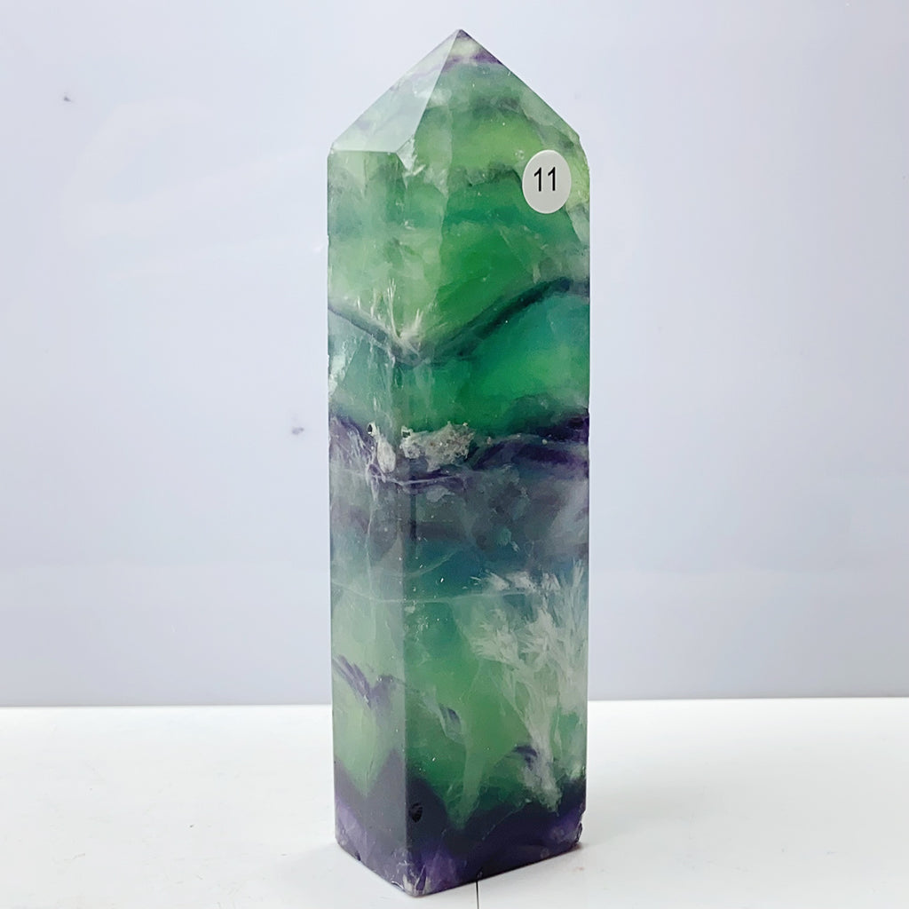 Snowflake Fluorite Tower Crystal Home Room Spiritual Decoration Healing Gemstone