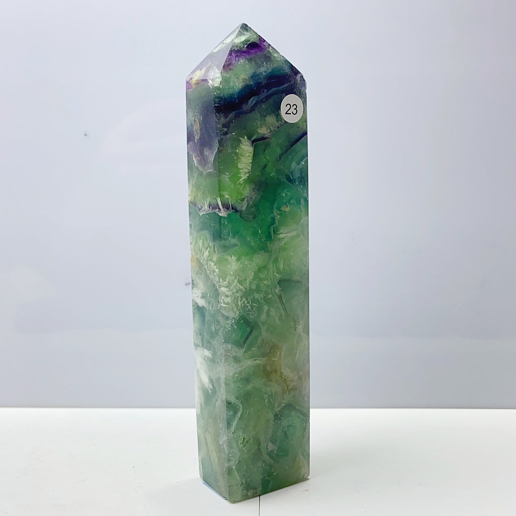 Snowflake Fluorite Tower Crystal Home Room Spiritual Decoration Healing Gemstone