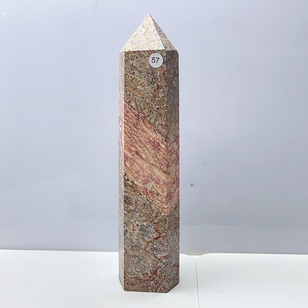 Leopard Skin Wand Tower Reiki Crystal Healing Stones Mineral Home Decoration