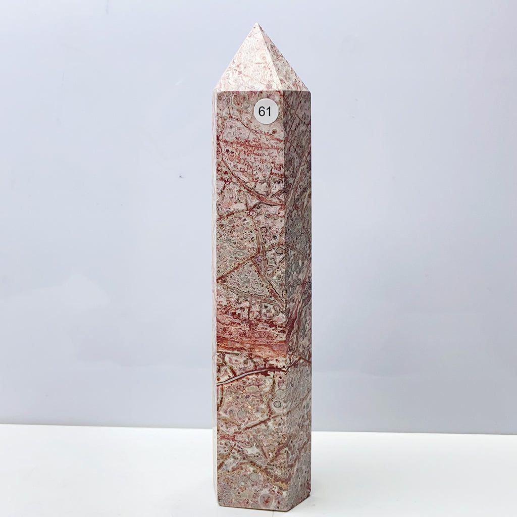 Leopard Skin Wand Tower Reiki Crystal Healing Stones Mineral Home Decoration