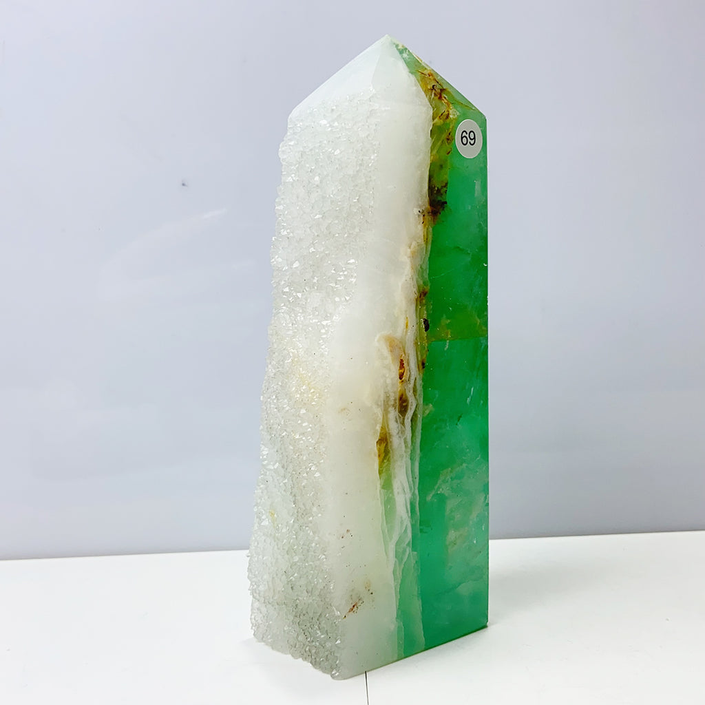 Green Fluorite Cluster Tower Crystal Healing Quartz Energy Reiki Stone Home Decoration