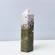 Load image into Gallery viewer, Ocean Jasper Tower Crystal Energy Stone Ornament Reiki Healing Garden Decorations