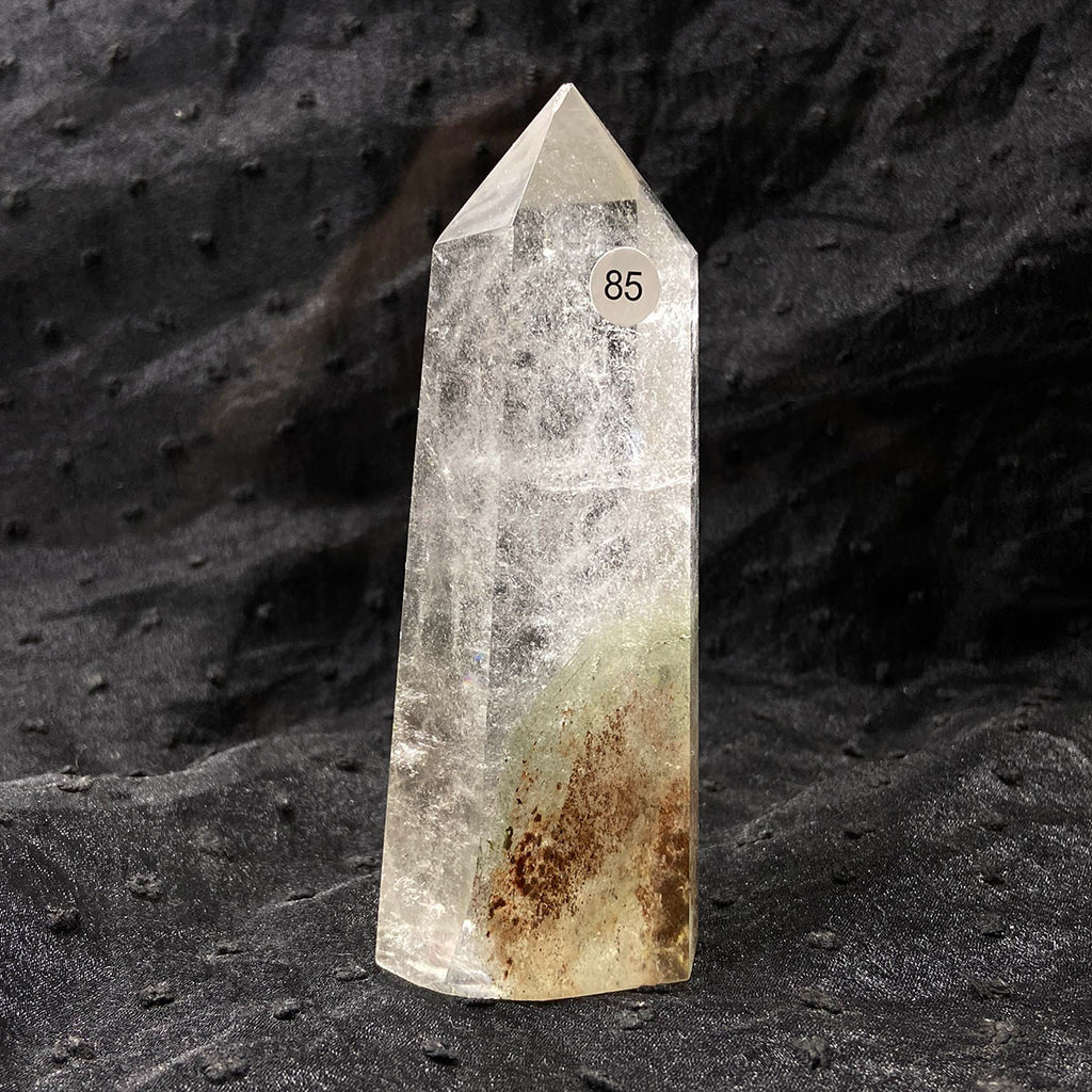 Natural Stone Green Phantom Crystal Tower Polished Garden Quartz Wand Reiki Healing Room Decor