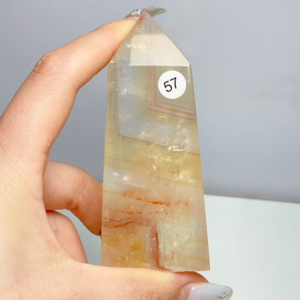 Honey Calcite With Fire Quartz Tower Ore Obelisk Mineral Healing Energy Home Decoration