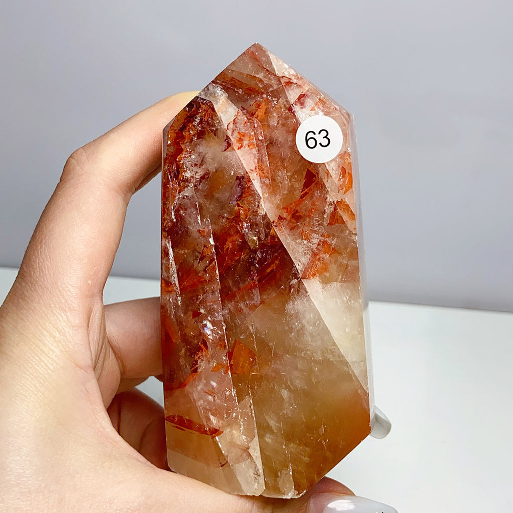 Honey Calcite With Fire Quartz Tower Ore Obelisk Mineral Healing Energy Home Decoration