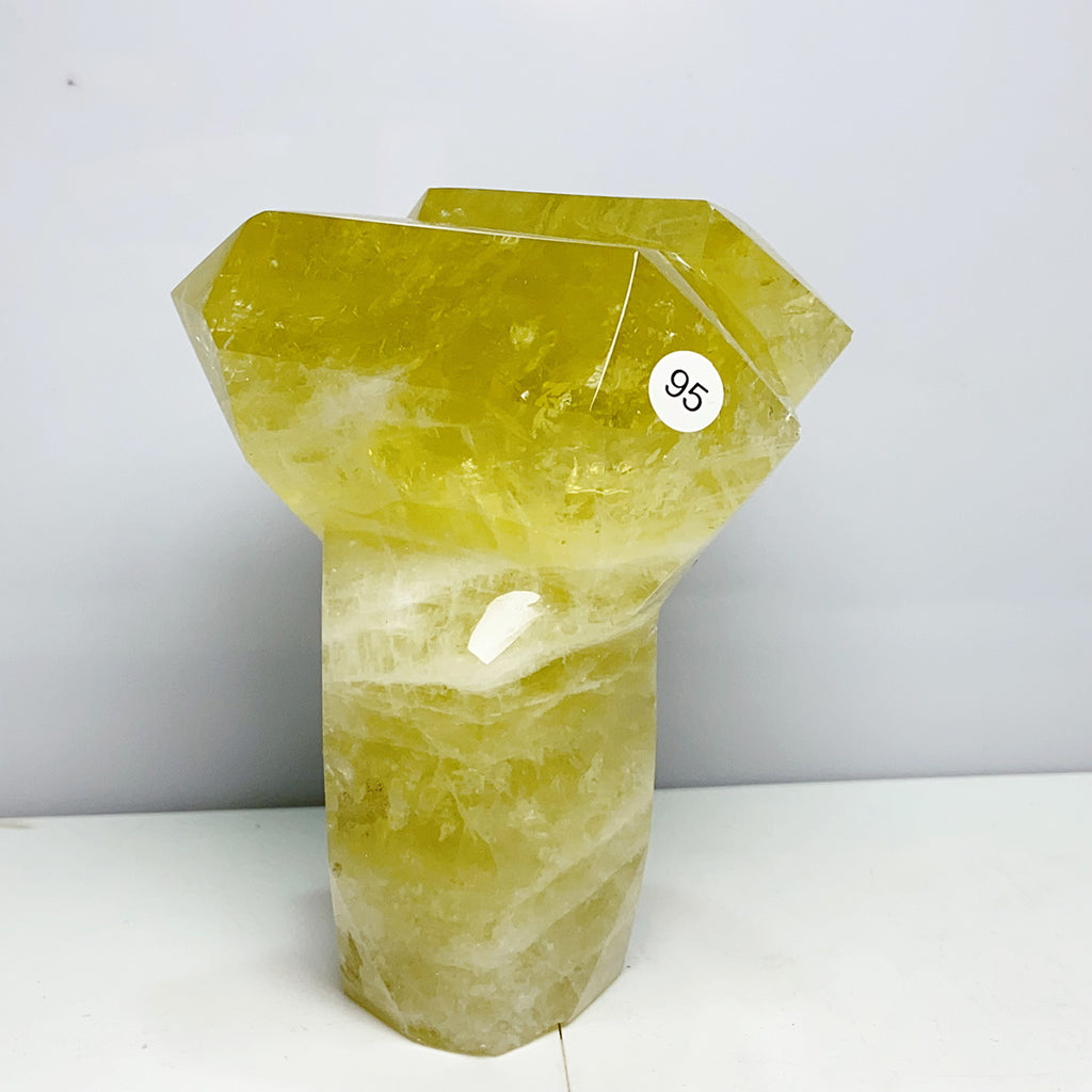 Citrine Double Tower Minerals Energy Healing Living Spiritual Reiki Home Decoration