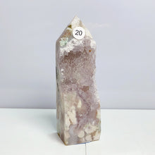 Load image into Gallery viewer, Pink Amethyst Flower Agate Tower Crystal Reiki Meditation Mineral Healing Home Decoration