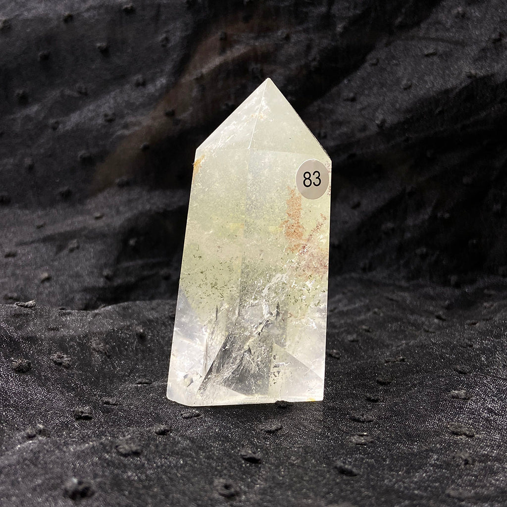 Natural Stone Green Phantom Crystal Tower Polished Garden Quartz Wand Reiki Healing Room Decor