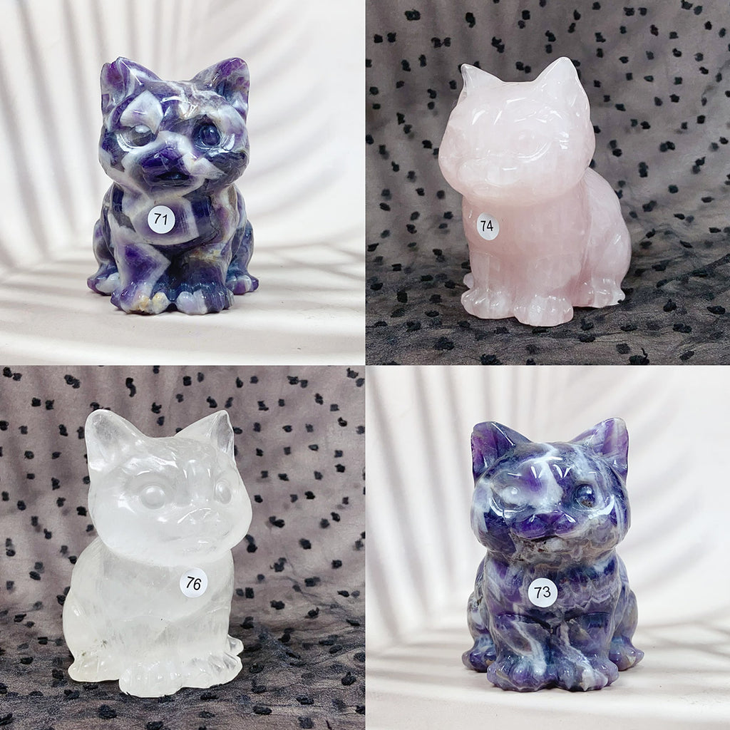 Crystal Cat Carving Animals Statue Reiki Healing Decoration Room Decor Stone Ornaments Crafts
