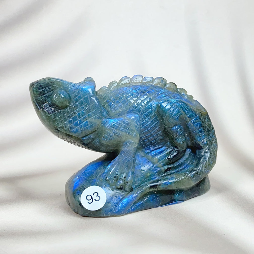 Blue Labradorite Lizard Carved Healing Crystal Reiki Animal Statue Gemstone Home Decoration