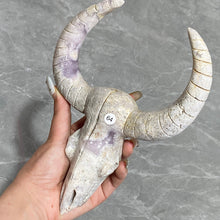 Load image into Gallery viewer, Crystals Pink Amethyst Sheepshead Skull Carved Ornament Healing Home Decoration Mineral