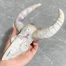 Load image into Gallery viewer, Crystals Pink Amethyst Sheepshead Skull Carved Ornament Healing Home Decoration Mineral