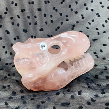 Load image into Gallery viewer, Rose Quartz Crystal Hand Carved Dinosaur Skull Sculpture Reiki Healing Pink Stone Home Decorate