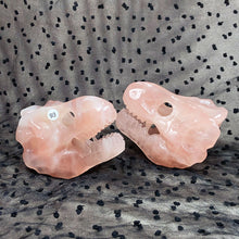 Load image into Gallery viewer, Rose Quartz Crystal Hand Carved Dinosaur Skull Sculpture Reiki Healing Pink Stone Home Decorate