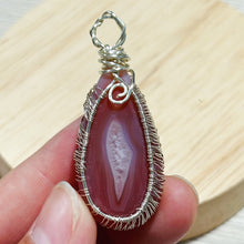 Load image into Gallery viewer, Hand Knitting Pink Carnelian Pendant Diy Crystal Agate Necklace Boys Girls Birthday Gift