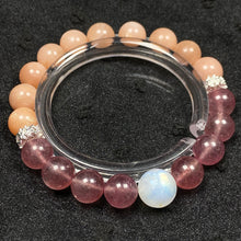 Load image into Gallery viewer, 9MM Strawberry Quartz Peach Moonstone Beaded Sweet Cool Bracelet For Women Trendy Bangle