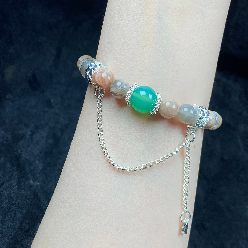 8MM Peach Moonstone Design Bracelet Reiki Healing Energy Fashion Gemstone Women Jewelry