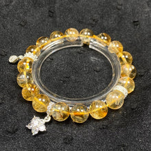 Load image into Gallery viewer, 9MM Citrines Bead Zircon Flower Pendant Bracelet Crystal Yoga Meditation Reiki Healing Jewelry Bangles