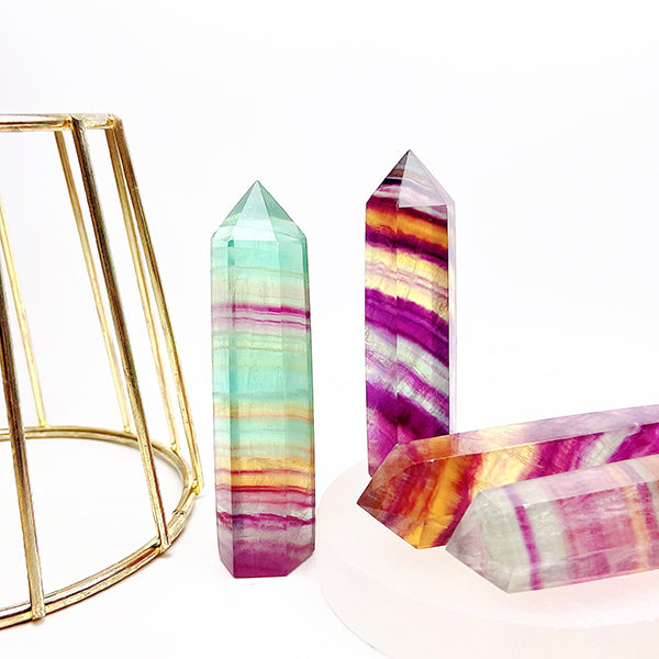 Beautiful Rainbow Fluorite Tower/Point