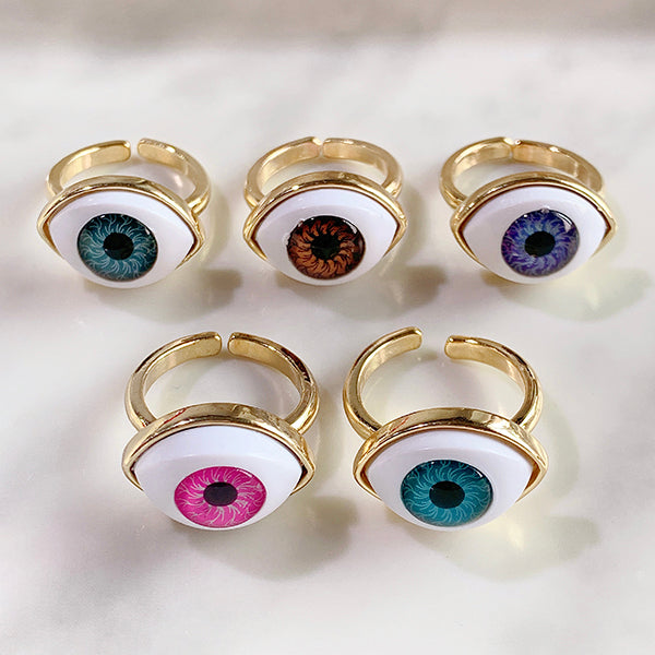 Stainless Steel Evil Eyes Can Adjust Ring RB0003