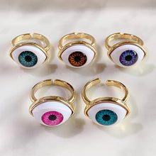 Load image into Gallery viewer, Stainless Steel Evil Eyes Can Adjust Ring RB0003