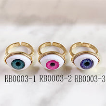 Load image into Gallery viewer, Stainless Steel Evil Eyes Can Adjust Ring RB0003
