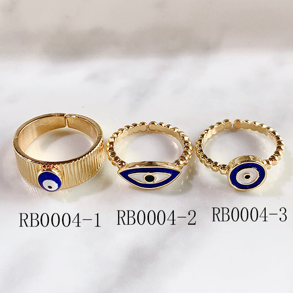 Stainless Steel Evil Eyes Can Adjust Ring RB0004