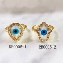 Load image into Gallery viewer, Stainless Steel Evil Eyes Zircon Shell Can Adjust Ring RB0005