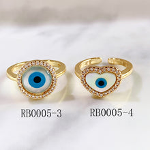Load image into Gallery viewer, Stainless Steel Evil Eyes Zircon Shell Can Adjust Ring RB0005