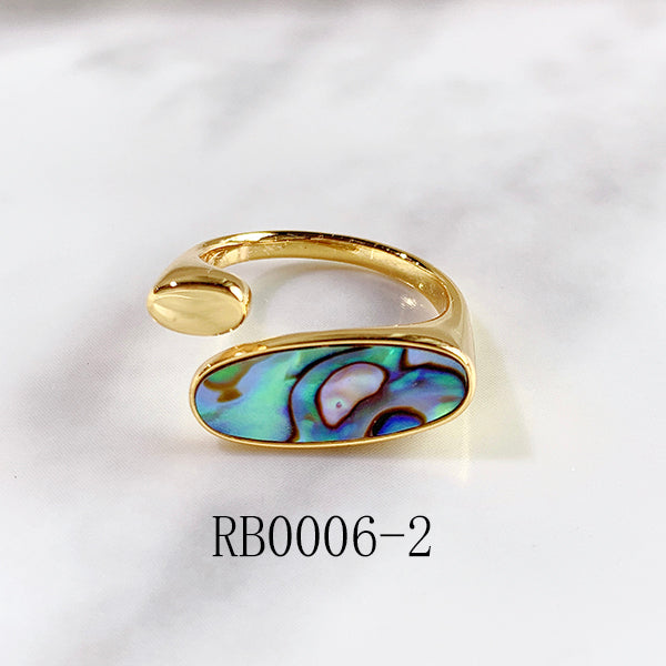 Stainless Steel Evil Eyes Zircon Smile Shell  Can Adjust Ring RB0006