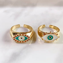 Load image into Gallery viewer, Stainless Steel Evil Eyes Enamel  Can Adjust Ring RC0004