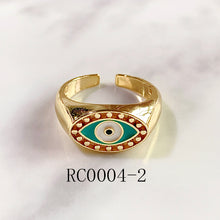 Load image into Gallery viewer, Stainless Steel Evil Eyes Enamel  Can Adjust Ring RC0004
