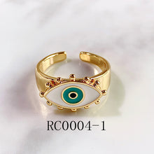 Load image into Gallery viewer, Stainless Steel Evil Eyes Enamel  Can Adjust Ring RC0004