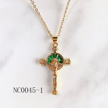 Load image into Gallery viewer, Stainless Steel Evil Eyes Cross Pentastar Pendant Zircon Necklace NC0045