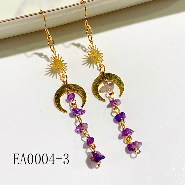 Alloy Evil Eyes Sun Star Amethyst Moon Earring EA0004