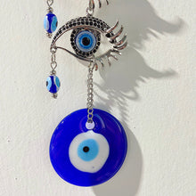 Load image into Gallery viewer, Stainless Steel Evil Eyes Coloured Glaze Wind Bell &amp; Car Pendant WA0005