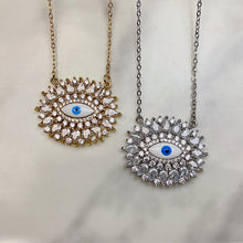 Load image into Gallery viewer, Stainless Steel Evil Eyes  Pendant Zircon Necklace NC0055