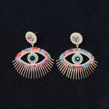 Load image into Gallery viewer, Alloy Evil Eyes Zircon Imitation Pearl Earrings ED0018