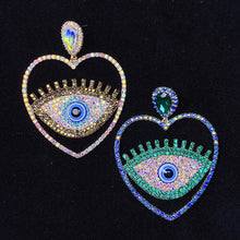 Load image into Gallery viewer, Alloy Evil Eyes Heart Color Zircon Earrings ED0019