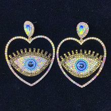 Load image into Gallery viewer, Alloy Evil Eyes Heart Color Zircon Earrings ED0019
